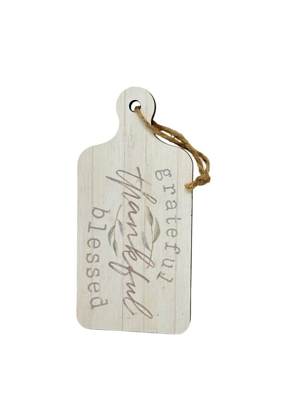 Mini Decorative Wood Sign Cutting Board Rustic Decor Blessed Inspirational White